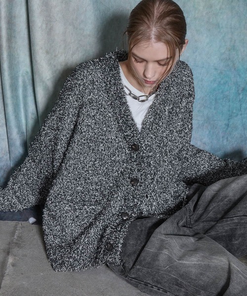 SERACE（セラス）の「【SERACE】Tweed like mix color v-neck cardigan