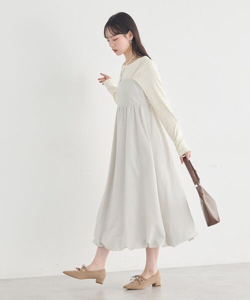 earth music&ecology(アースミュージックアンドエコロジー)の「バルーンキャミワンピース(ワンピース・レディース・ホワイト系その他2/ブラック・FREE)」の6枚目の写真
