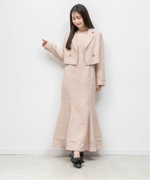 RANDA(ランダ)の「ツイードクロップドジャケット(ブルゾン・レディース・グレー/ピンク/ホワイト・0/1)」の16枚目の写真
