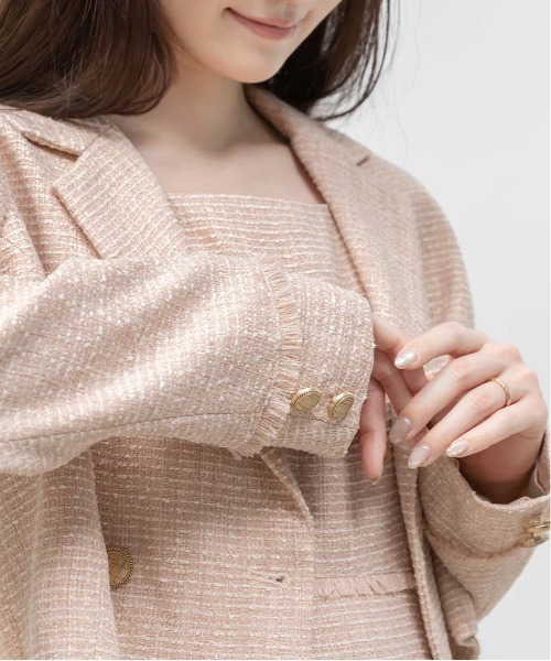 RANDA(ランダ)の「ツイードクロップドジャケット(ブルゾン・レディース・グレー/ピンク/ホワイト・0/1)」の19枚目の写真