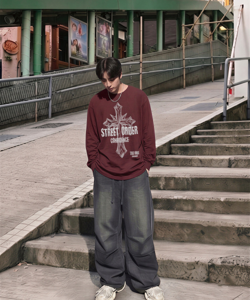 VANNWORKS(バンワークス)の「STREET ORDER ロングスリーブ (VLS0212) バーガンディ(Tシャツ/カットソー・レディース・その他・S/M/L/XL/XXL)」の2枚目の写真