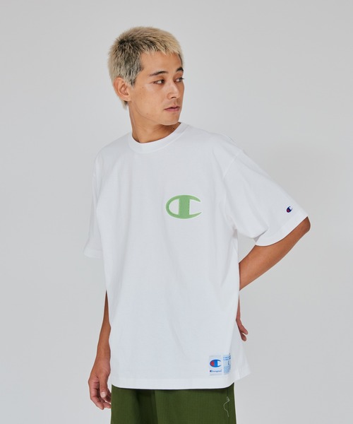 Champion（チャンピオン）の「【Champion/チャンピオン】メンズ アクションスタイル ショートスリーブTシャツ（Tシャツ/カットソー・メンズ・ブラック×イエロー/ホワイト×イエロー/ブラック×グリーン/ホワイト×グリーン・XX-LARGE/X-LARGE/MEDIUM/LARGE）」の2枚目の写真