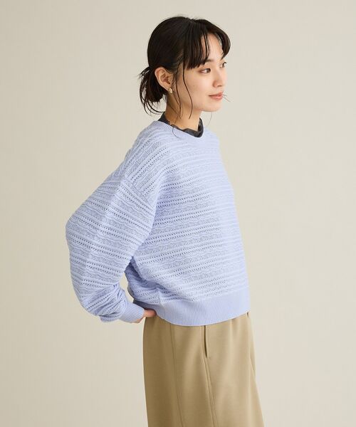 CRAFT STANDARD BOUTIQUE(クラフトスタンダードブティック)の「レースボーダーニットプルオーバー(ニット/セーター・レディース・ホワイト/グレー/ライトパープル/ライトグリーン・FREE)」の8枚目の写真