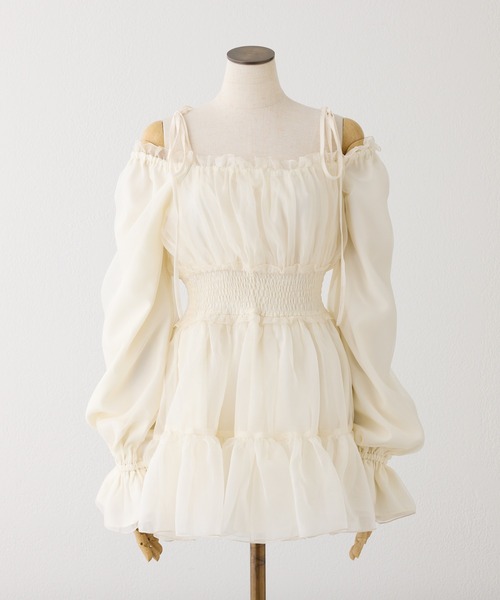 one after another NICE CLAUP（ワンアフターアナザーナイスクラップ）の「ティアードミニワンピース（ワンピース・レディース・チャコールグレー/ピンク/サックスブルー/アイボリー・FREE）」の5枚目の写真