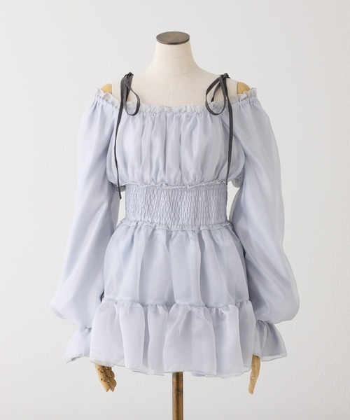 one after another NICE CLAUP（ワンアフターアナザーナイスクラップ）の「ティアードミニワンピース（ワンピース・レディース・チャコールグレー/ピンク/サックスブルー/アイボリー・FREE）」の6枚目の写真