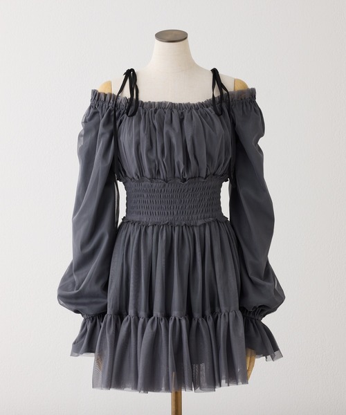 one after another NICE CLAUP（ワンアフターアナザーナイスクラップ）の「ティアードミニワンピース（ワンピース・レディース・チャコールグレー/ピンク/サックスブルー/アイボリー・FREE）」の7枚目の写真