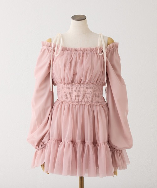 one after another NICE CLAUP（ワンアフターアナザーナイスクラップ）の「ティアードミニワンピース（ワンピース・レディース・チャコールグレー/ピンク/サックスブルー/アイボリー・FREE）」の8枚目の写真