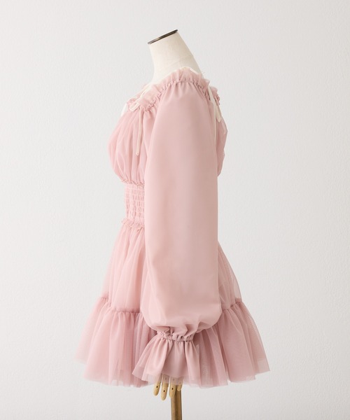 one after another NICE CLAUP（ワンアフターアナザーナイスクラップ）の「ティアードミニワンピース（ワンピース・レディース・チャコールグレー/ピンク/サックスブルー/アイボリー・FREE）」の14枚目の写真