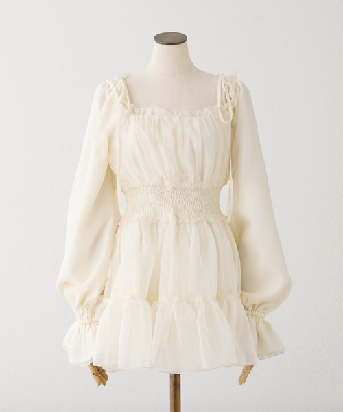 one after another NICE CLAUP（ワンアフターアナザーナイスクラップ）の「ティアードミニワンピース（ワンピース・レディース・チャコールグレー/ピンク/サックスブルー/アイボリー・FREE）」の19枚目の写真