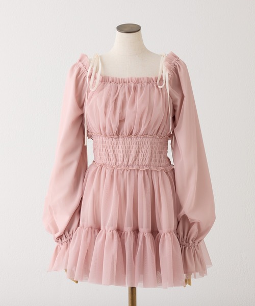 one after another NICE CLAUP（ワンアフターアナザーナイスクラップ）の「ティアードミニワンピース（ワンピース・レディース・チャコールグレー/ピンク/サックスブルー/アイボリー・FREE）」の21枚目の写真