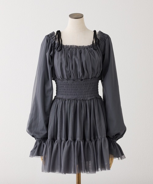 one after another NICE CLAUP（ワンアフターアナザーナイスクラップ）の「ティアードミニワンピース（ワンピース・レディース・チャコールグレー/ピンク/サックスブルー/アイボリー・FREE）」の16枚目の写真