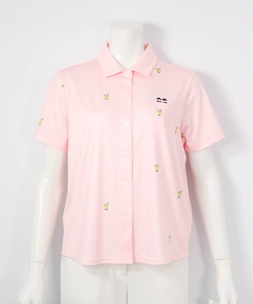 Picone CLUB(ピッコーネクラブ)の「ドリンクドット柄UV速乾シャツ(Tシャツ/カットソー・レディース・ホワイト/ライトグリーン/ピンク/ネイビー・13号/11号/9号)」の5枚目の写真