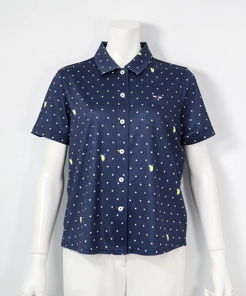 Picone CLUB(ピッコーネクラブ)の「ドリンクドット柄UV速乾シャツ(Tシャツ/カットソー・レディース・ホワイト/ライトグリーン/ピンク/ネイビー・13号/11号/9号)」の9枚目の写真