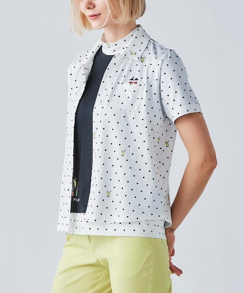 Picone CLUB(ピッコーネクラブ)の「ドリンクドット柄UV速乾シャツ(Tシャツ/カットソー・レディース・ホワイト/ライトグリーン/ピンク/ネイビー・13号/11号/9号)」の16枚目の写真