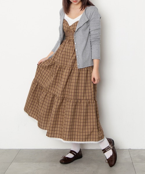 PUNYUS（プニュズ）の「チェック柄キャミワンピース（ワンピース・レディース・イエロー/ブラウン/グリーン・1/2/3/4/5）」の2枚目の写真