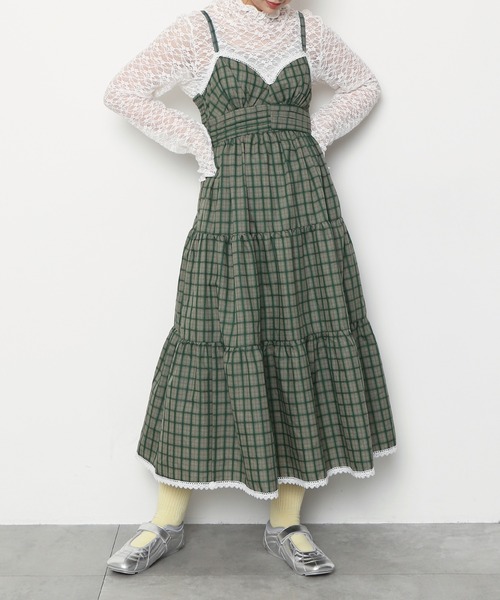 PUNYUS（プニュズ）の「チェック柄キャミワンピース（ワンピース・レディース・イエロー/ブラウン/グリーン・1/2/3/4/5）」の3枚目の写真