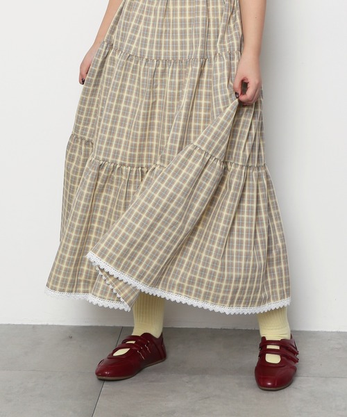 PUNYUS（プニュズ）の「チェック柄キャミワンピース（ワンピース・レディース・イエロー/ブラウン/グリーン・1/2/3/4/5）」の7枚目の写真