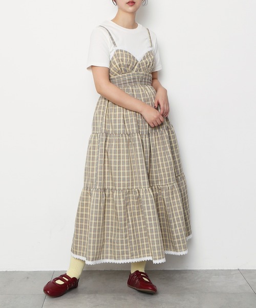 PUNYUS（プニュズ）の「チェック柄キャミワンピース（ワンピース・レディース・イエロー/ブラウン/グリーン・1/2/3/4/5）」の8枚目の写真