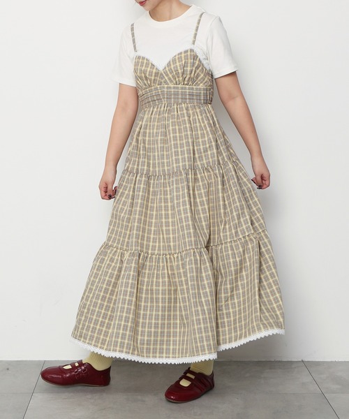PUNYUS（プニュズ）の「チェック柄キャミワンピース（ワンピース・レディース・イエロー/ブラウン/グリーン・1/2/3/4/5）」の9枚目の写真
