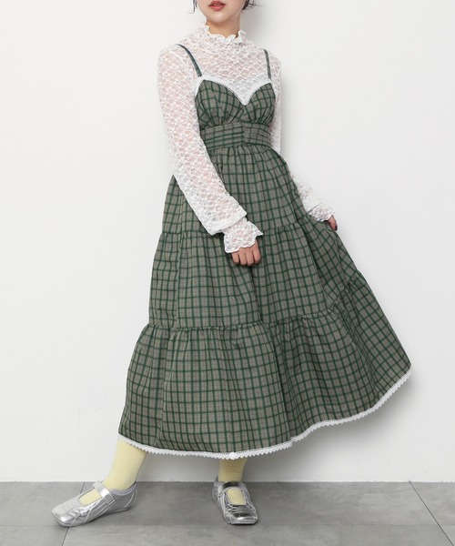 PUNYUS（プニュズ）の「チェック柄キャミワンピース（ワンピース・レディース・イエロー/ブラウン/グリーン・1/2/3/4/5）」の12枚目の写真