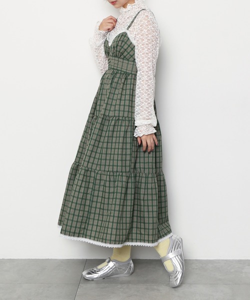 PUNYUS（プニュズ）の「チェック柄キャミワンピース（ワンピース・レディース・イエロー/ブラウン/グリーン・1/2/3/4/5）」の13枚目の写真