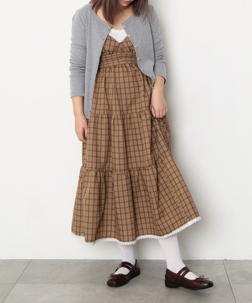 PUNYUS（プニュズ）の「チェック柄キャミワンピース（ワンピース・レディース・イエロー/ブラウン/グリーン・1/2/3/4/5）」の4枚目の写真