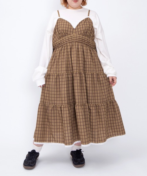 PUNYUS（プニュズ）の「チェック柄キャミワンピース（ワンピース・レディース・イエロー/ブラウン/グリーン・1/2/3/4/5）」の5枚目の写真