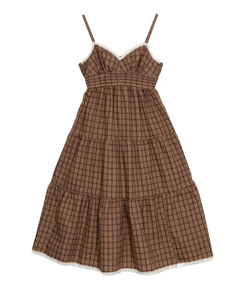PUNYUS（プニュズ）の「チェック柄キャミワンピース（ワンピース・レディース・イエロー/ブラウン/グリーン・1/2/3/4/5）」の18枚目の写真