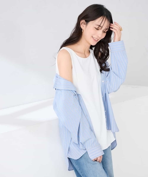 a.v.v(アーヴェヴェ)の「ラウンドヘムロングタンクトップ(Tシャツ/カットソー・レディース・ブラック/グレー系その他/ホワイト・38/40/42/36)」の10枚目の写真