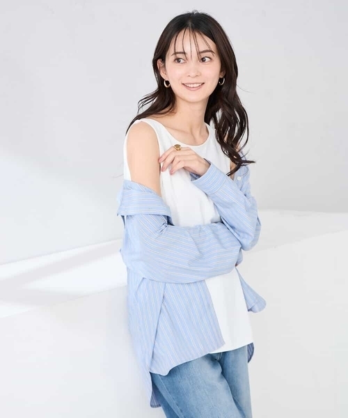 a.v.v(アーヴェヴェ)の「ラウンドヘムロングタンクトップ(Tシャツ/カットソー・レディース・ブラック/グレー系その他/ホワイト・38/40/42/36)」の11枚目の写真