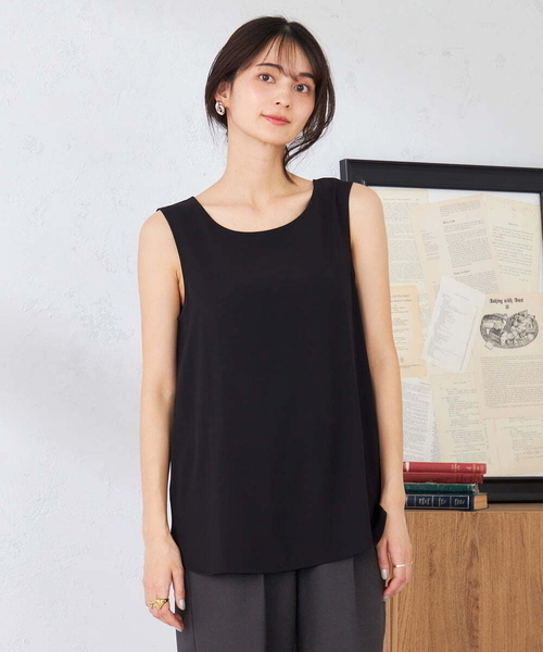 a.v.v(アーヴェヴェ)の「ラウンドヘムロングタンクトップ(Tシャツ/カットソー・レディース・ブラック/グレー系その他/ホワイト・38/40/42/36)」の16枚目の写真