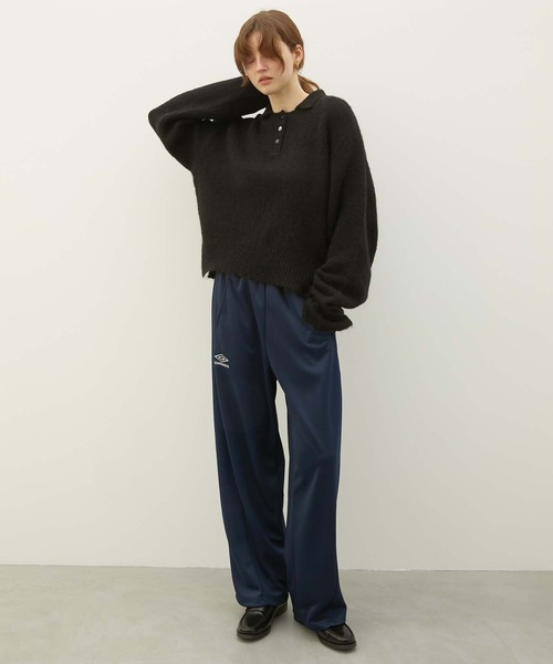 LA PEAU DE GEM（ラポドゥジェム）の「【LA PEAU DE GEM】foggy polo knit/フォギーポロニット（ポロシャツ・レディース・ブラック/ブラウン・FREE）」の6枚目の写真