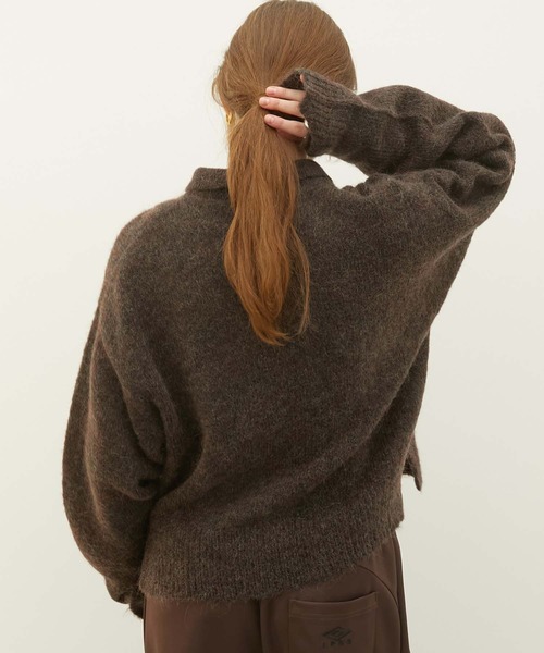 LA PEAU DE GEM（ラポドゥジェム）の「【LA PEAU DE GEM】foggy polo knit/フォギーポロニット（ポロシャツ・レディース・ブラック/ブラウン・FREE）」の13枚目の写真