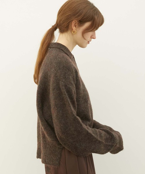 LA PEAU DE GEM（ラポドゥジェム）の「【LA PEAU DE GEM】foggy polo knit/フォギーポロニット（ポロシャツ・レディース・ブラック/ブラウン・FREE）」の14枚目の写真