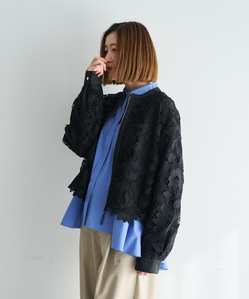 YECCA VECCA（イェッカヴェッカ）の「レースブルゾン（ブルゾン・レディース・アイボリー/ブラック・FREE）」の13枚目の写真