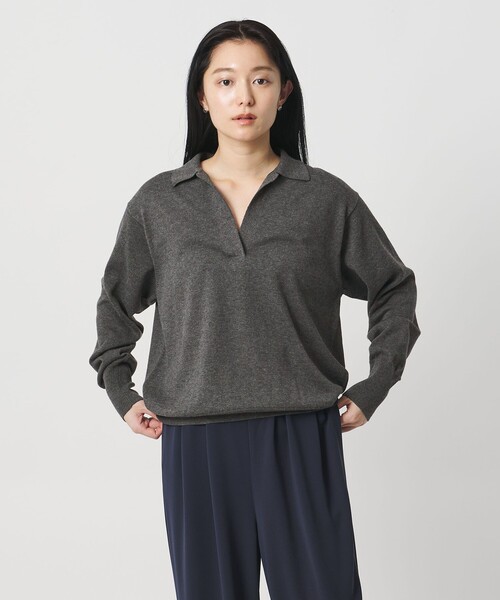 MARW UNITED ARROWS（マルゥ ユナイテッドアローズ）の「＜MARW UNITED ARROWS＞スキッパー ロングスリーブ ニット（ニット/セーター・レディース・オフホワイト/ダークグレー/ネイビー・FREE）」の14枚目の写真