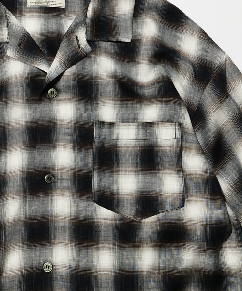 JOURNAL STANDARD relume（ジャーナルスタンダード　レリューム）の「レーヨン アンカット フリンジ チェックシャツ（シャツ/ブラウス・メンズ・アイボリー/ブラック/ブルー系その他・LARGE/MEDIUM）」の8枚目の写真