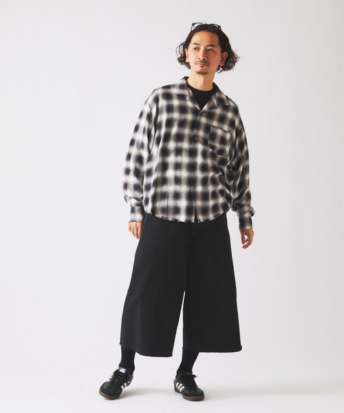 JOURNAL STANDARD relume（ジャーナルスタンダード　レリューム）の「レーヨン アンカット フリンジ チェックシャツ（シャツ/ブラウス・メンズ・アイボリー/ブラック/ブルー系その他・LARGE/MEDIUM）」の16枚目の写真