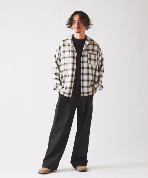 JOURNAL STANDARD relume（ジャーナルスタンダード　レリューム）の「レーヨン アンカット フリンジ チェックシャツ（シャツ/ブラウス・メンズ・アイボリー/ブラック/ブルー系その他・LARGE/MEDIUM）」の17枚目の写真