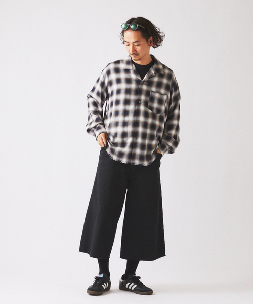 JOURNAL STANDARD relume（ジャーナルスタンダード　レリューム）の「レーヨン アンカット フリンジ チェックシャツ（シャツ/ブラウス・メンズ・アイボリー/ブラック/ブルー系その他・LARGE/MEDIUM）」の19枚目の写真