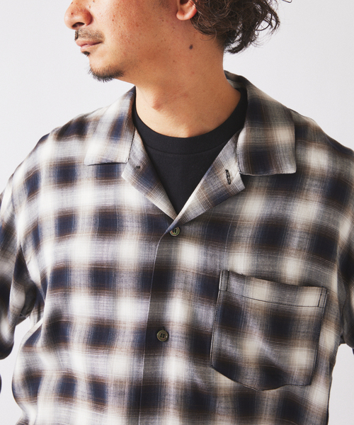 JOURNAL STANDARD relume（ジャーナルスタンダード　レリューム）の「レーヨン アンカット フリンジ チェックシャツ（シャツ/ブラウス・メンズ・アイボリー/ブラック/ブルー系その他・LARGE/MEDIUM）」の22枚目の写真