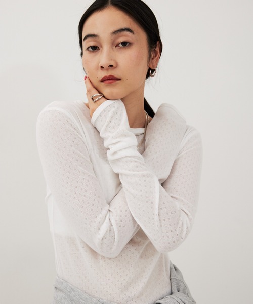 HANNE(アン)の「アイレットロングスリーブTEE(Tシャツ/カットソー・レディース・グレー/ピンク/ホワイト・FREE)」の18枚目の写真