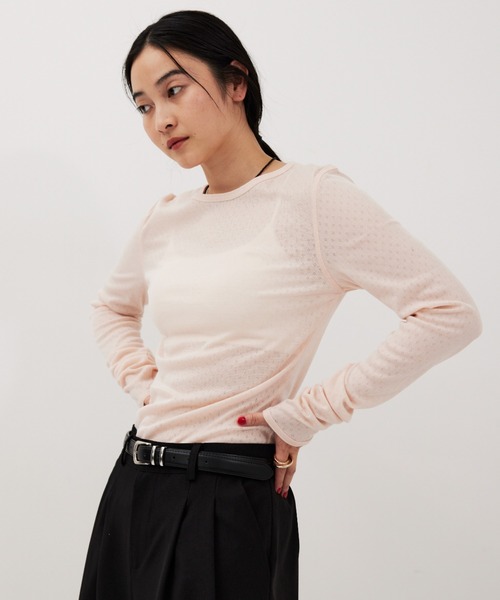 HANNE(アン)の「アイレットロングスリーブTEE(Tシャツ/カットソー・レディース・グレー/ピンク/ホワイト・FREE)」の9枚目の写真