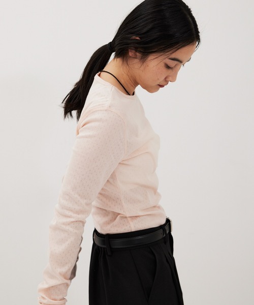 HANNE(アン)の「アイレットロングスリーブTEE(Tシャツ/カットソー・レディース・グレー/ピンク/ホワイト・FREE)」の6枚目の写真