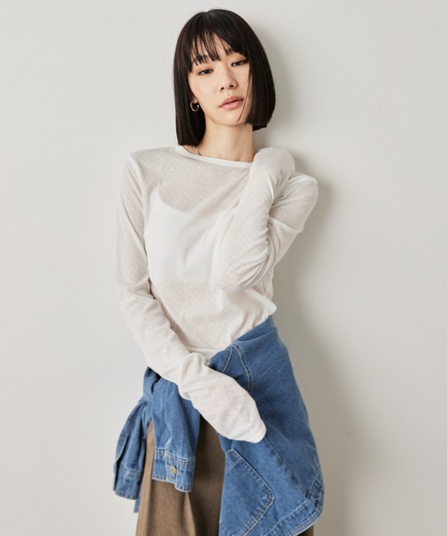HANNE(アン)の「アイレットロングスリーブTEE(Tシャツ/カットソー・レディース・グレー/ピンク/ホワイト・FREE)」の21枚目の写真