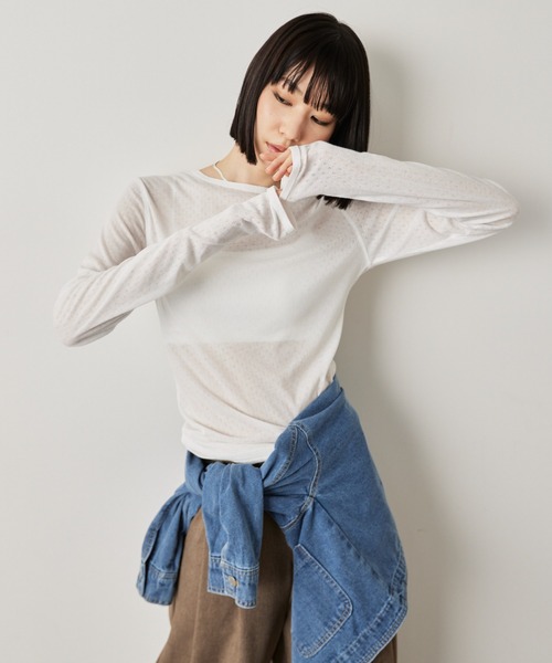 HANNE(アン)の「アイレットロングスリーブTEE(Tシャツ/カットソー・レディース・グレー/ピンク/ホワイト・FREE)」の22枚目の写真