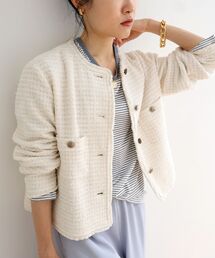 le.coeur blanc | ツィードノーカラージャケット(ノーカラージャケット)