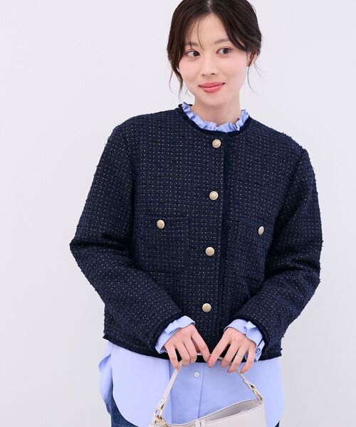 le.coeur blanc（ルクールブラン）の「ツィードノーカラージャケット（ノーカラージャケット・レディース・ネイビー/アイボリー・38）」の21枚目の写真