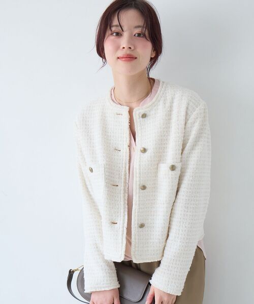 le.coeur blanc（ルクールブラン）の「ツィードノーカラージャケット（ノーカラージャケット・レディース・ネイビー/アイボリー・38）」の15枚目の写真