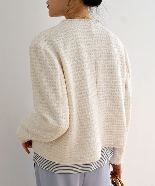 le.coeur blanc（ルクールブラン）の「ツィードノーカラージャケット（ノーカラージャケット・レディース・ネイビー/アイボリー・38）」の5枚目の写真